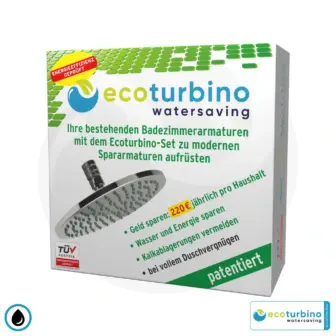 Douche de tête - Pomme de douche pluie SET Legio | Adaptateur pour économie d'eau ET10L + Pomme de douche de plafond | ecoturbino®