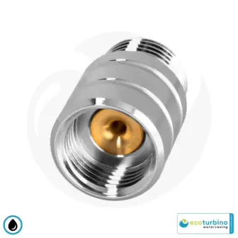 ecoturbino® ET10L Adattatore per doccia a risparmio idrico | Risparmia acqua ed energia (gas, elettricità) | Riduce i costi fino a 40% quando si fa la doccia + si svuota il soffione | argento