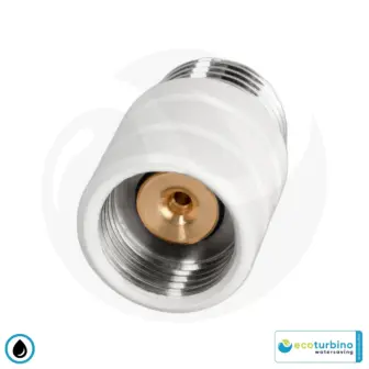 Sprchový adaptér ecoturbino® ET10L na úsporu vody | Úspora vody a energie (plyn, elektrina) | Zníženie nákladov až o 40% pri sprchovaní + vyprázdňovanie sprchovej hlavice | biela