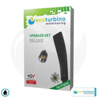Soffione doccia DELUXE UPGRADE SET 10 Legio, nero | ecoturbino® | ET10L Adattatore per il risparmio idrico + Soffione portatile di design - Doccia a mano