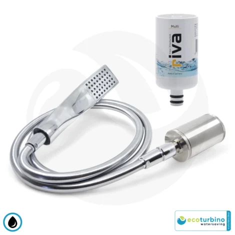 Legionella waterfilter ecoturbino clinic plus set | handdouche, doucheslang, waterbesparende adapter, filtersysteem | waterbesparend douchesysteem | aansluitingen met 1/2" schroefdraad