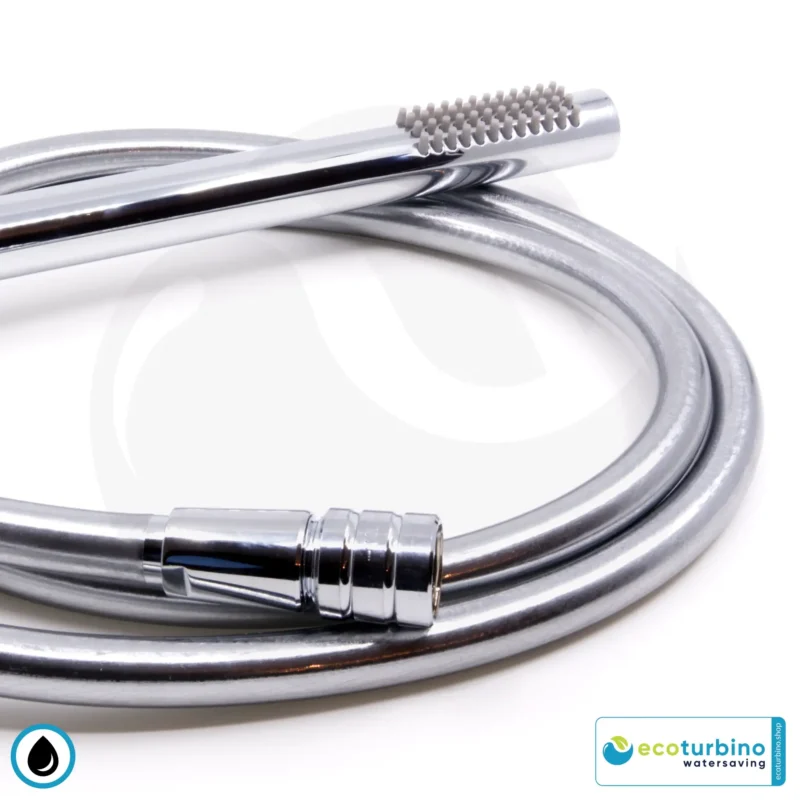 DELUXE S SET douchekop, zilver | Waterbesparende adapter + doucheslang + DESIGN handdouche | ecoturbino®