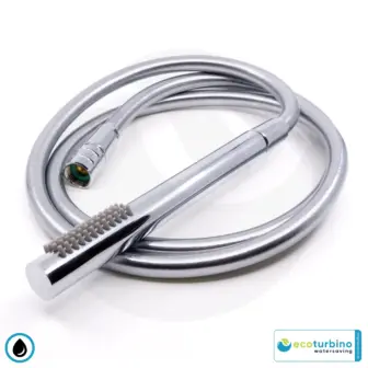 Soffione doccia DELUXE S SET, argento | Adattatore per il risparmio idrico + tubo doccia + doccetta DESIGN | ecoturbino®